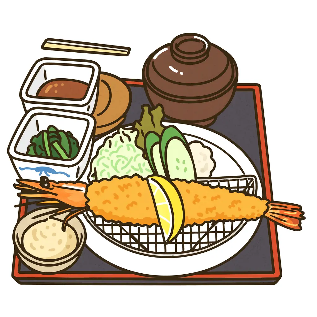 人気メニューの数々と名物ジャンボ海老フライ